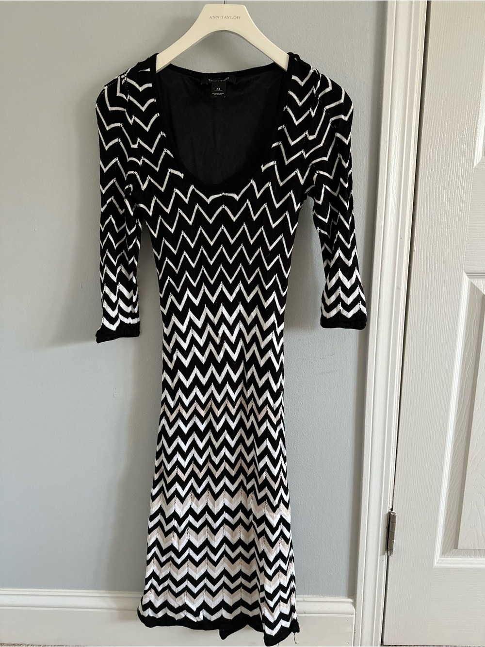 Black & White Chevron Knit Dress WHBM